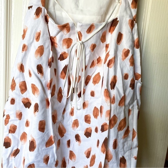 Significant Other Dress Lola Dot Ruched Open Tie Back Mini Caramel Petal 4 NWT - Picture 8 of 10